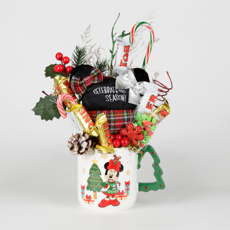 Minnie Mouse Christmas Candy Bouquet with Chocolates & Ornament