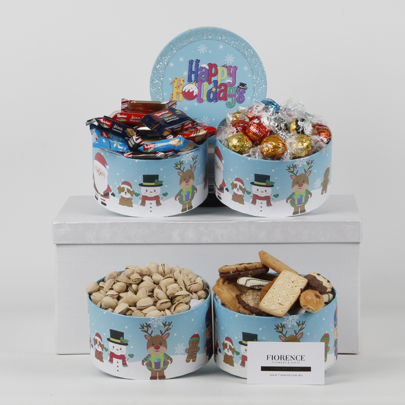 Gift Tower with Christmas Cookies and More