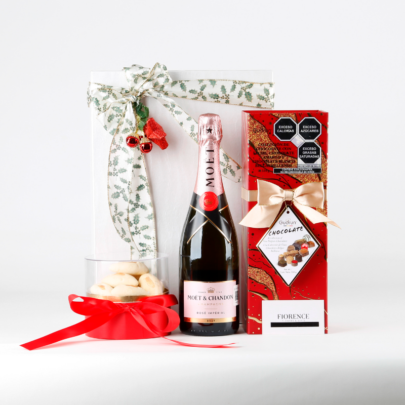 Gourmet Gift with Moët & Chandon Champagne, Chocolates and Gourmet almond shortbreads