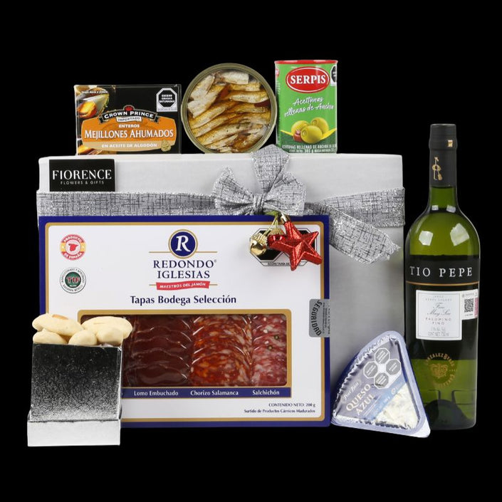 Caja de Regalo Empresarial con Jerez Tio Pepe y Productos Gourmet