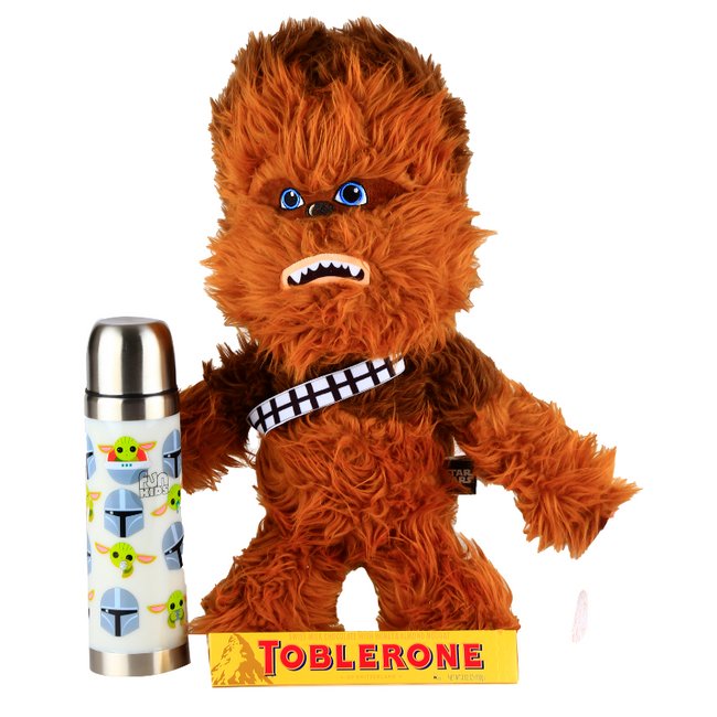 Chewbacca with Star Wars Thermos and Chocolate