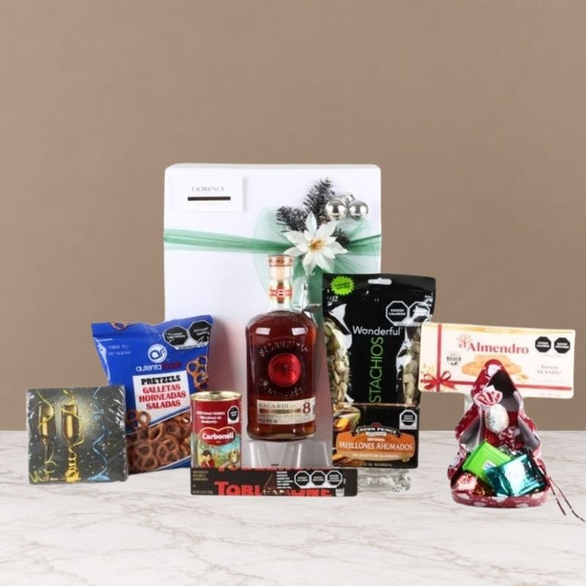 Regalo Navideño de Lujo Ron Bacardí con Selección Gourmet Salada y Dulce