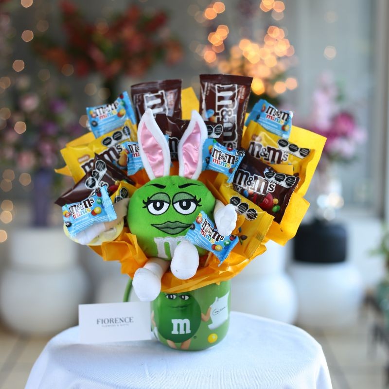 Candy Bouquet in a Mug with M&M's