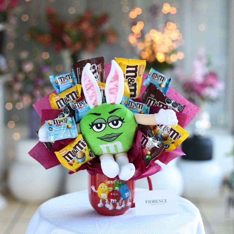Candy Bouquet in a Mug with M&M's