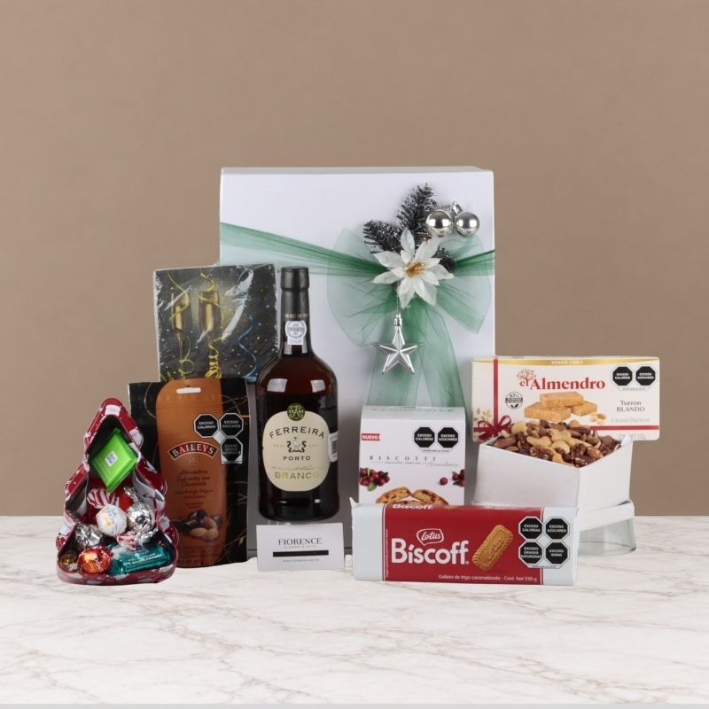 Regalo Navideño Premium Vino de Oporto con Chocolates y Galletas Gourmet