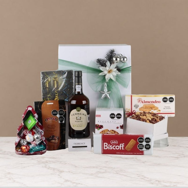 Premium Port Wine Christmas Gift with Chocolates and Gourmet Cookies