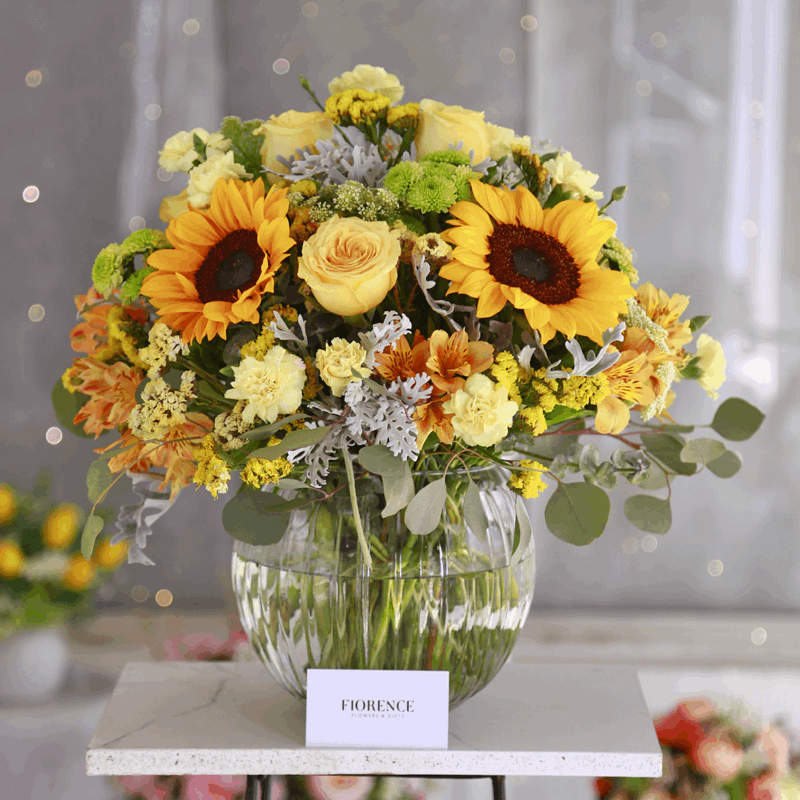 Girasoles, rosas amarillas, entregas en Puebla, 21 de Septiembre, primavera, regalar flores, amistad, Fiorence, Cholula, flores amarillas, ramo, amor, cumpleaños