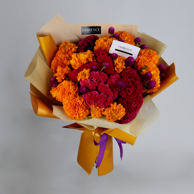 Cempasúchil and Celosía Autumn Bouquet