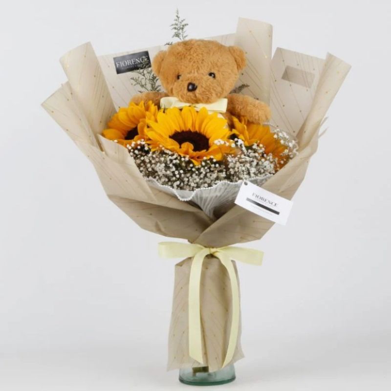 Ramo de Girasoles con Osito de Peluche