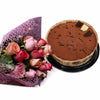 Ramo de Rosas y Pastel de Tiramisú