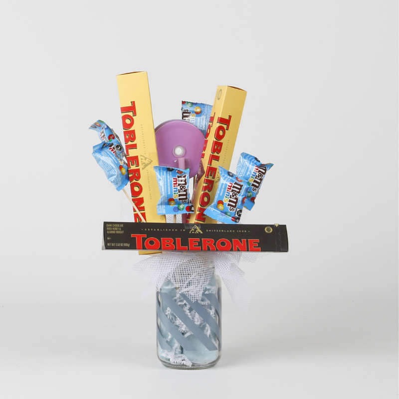 Candy Bouquet divertido con barras de Toblerone