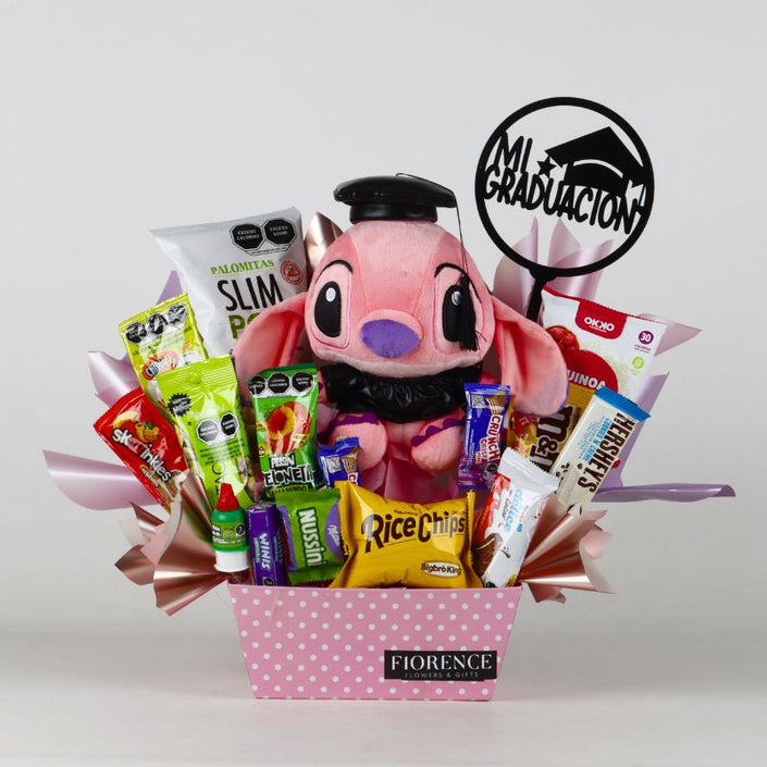 Caja de Regalo con Peluche de Ángel Graduada y Snacks