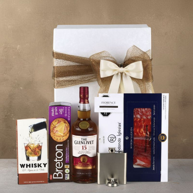 Caja de Regalo Gourmet con Whisky The Glenlivet 15 y Charcutería Española