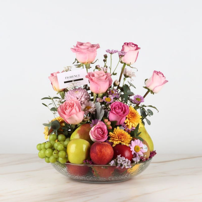 Floral Arrangement with Fresh Fruit