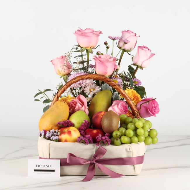 Pink Basket and Select Fruits