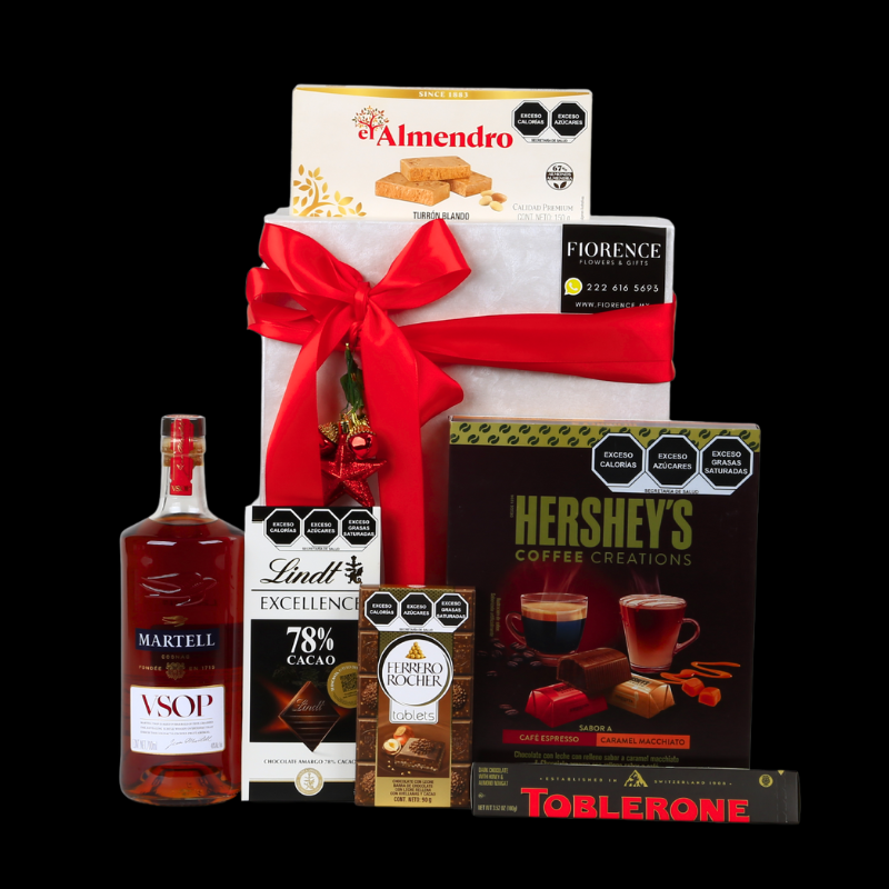 Regalo Navideño con Cognac Fránces y Surtido de Chocolates