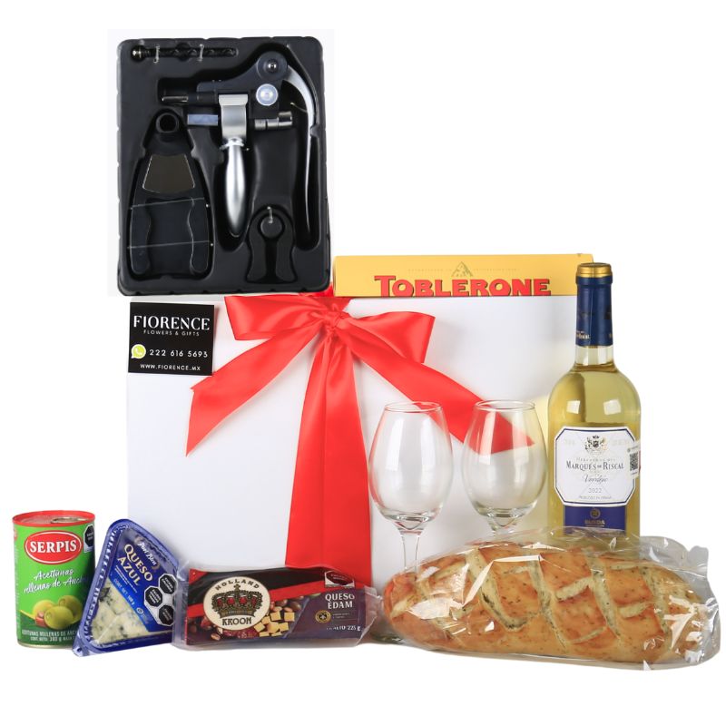 Luxury Gift Box with corkscrew set, wine & gourmet selection