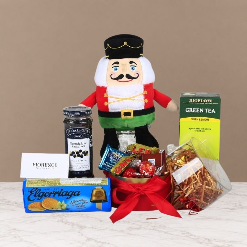 Nutcracker Christmas Plush Toy with St. Dalfour Jam and Gourmet Treats