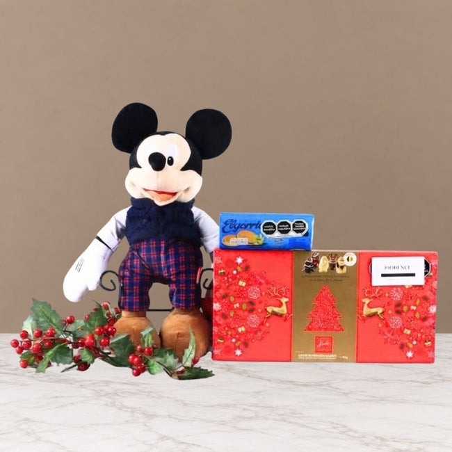 Mickey Mouse navideño con Chocolates y Galletas