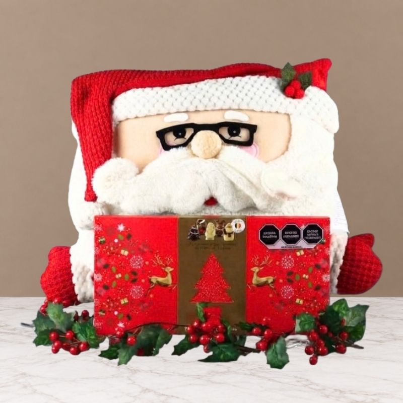 Santa Claus pillow with Belgian Chocolates.
