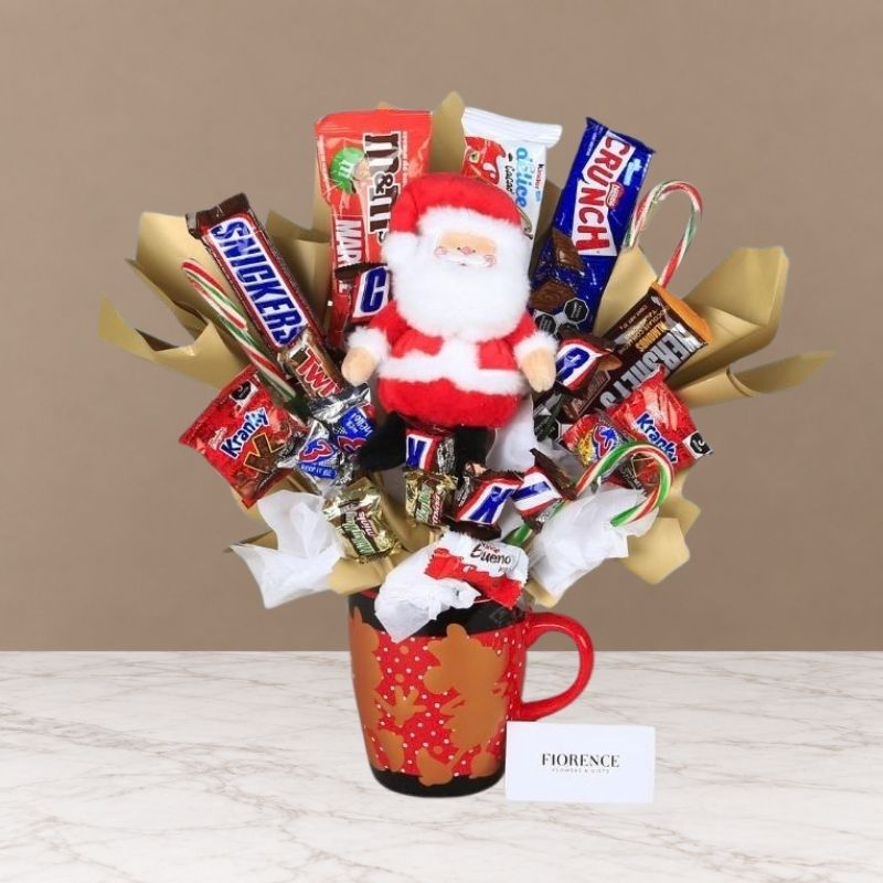 Chritmas Mug Candy Bouquet with Choice of Plush Toy