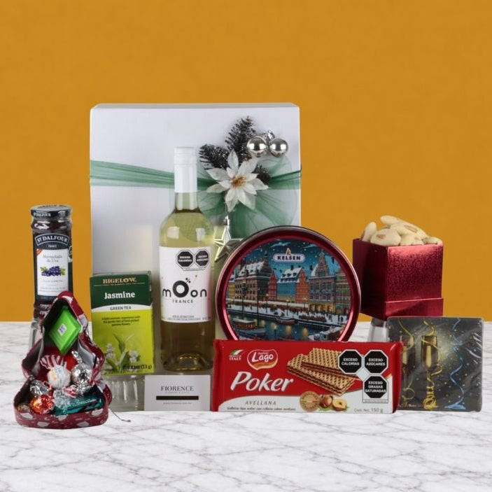Special Gourmet Christmas Gift with Moon France Wine and Delicacies