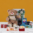 Dolce Vita Non-Alcoholic Sparkling Wine Christmas Gift Set with Teddy Bear and Chocolates