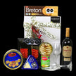 Regalo Navideño con Vino Tinto y Variedad de Productos Gourmet