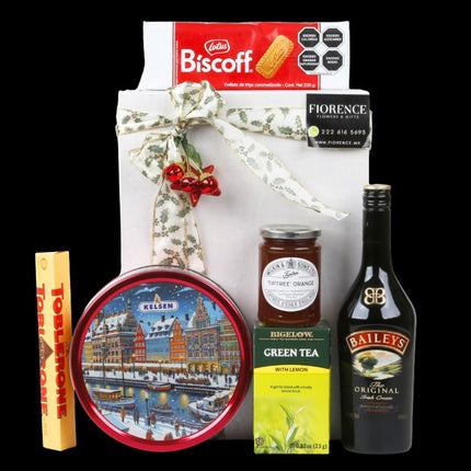 Caja de regalo navideño con Baileys Original, Galletas y Más