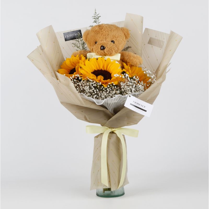 Ramo de Girasoles con Osito de peluche