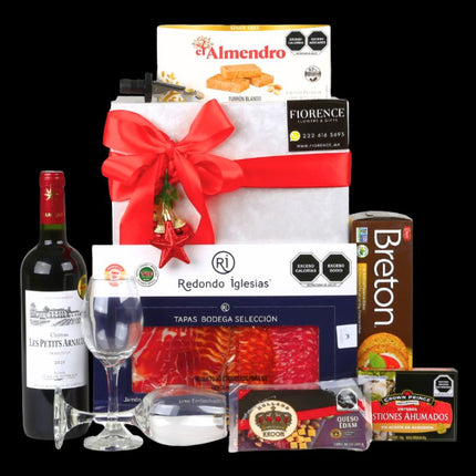 Regalo Navideño Gourmet con Vino Tinto Francés para Celebrar