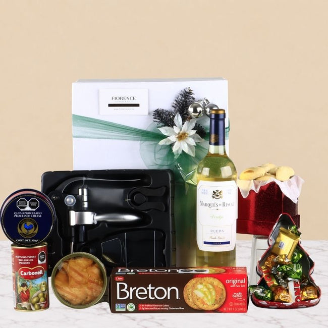 Gourmet Christmas Gift with Marqués de Riscal White Wine & Snacks