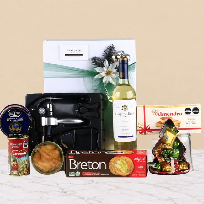 Gourmet Christmas Gift with Marqués de Riscal White Wine & Snacks