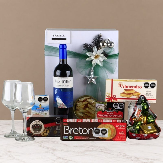 Gourmet Christmas Gift Box with Ribera del Duero Red Wine