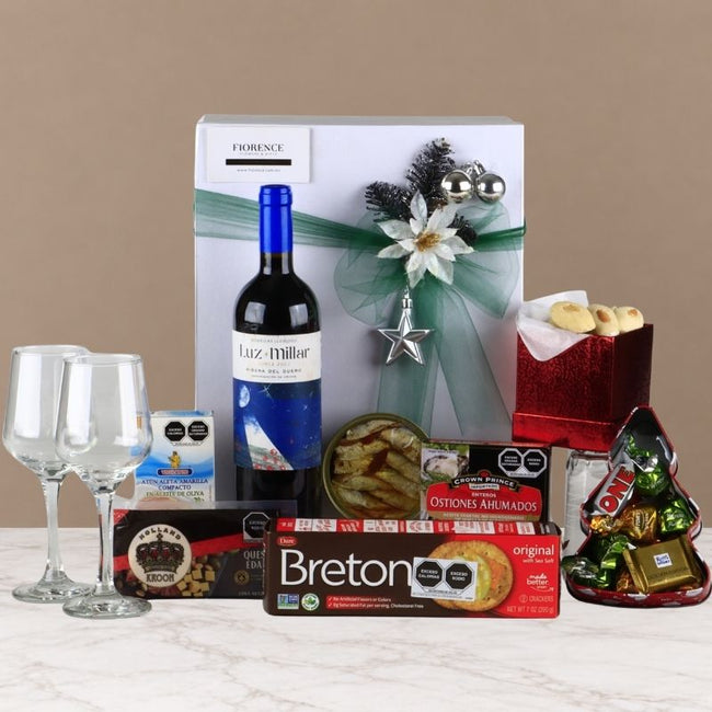 Gourmet Christmas Gift Box with Ribera del Duero Red Wine