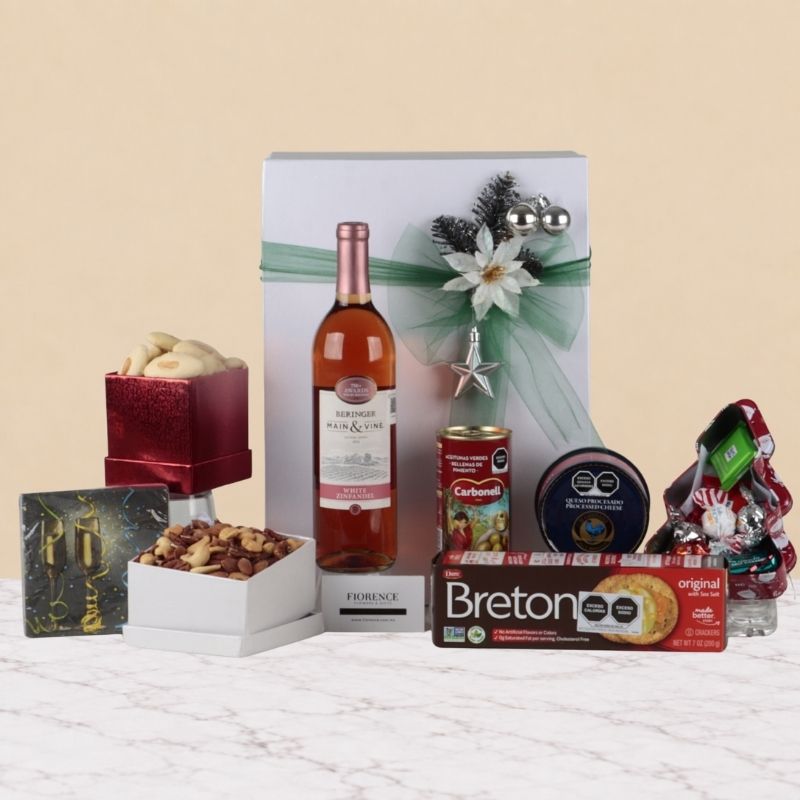 Selección Navideña Gourmet Rosé | Vino Beringer, Queso & Delicias Premium
