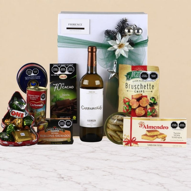 Carrasviñas White Wine Christmas Gift Box | Gourmet Seafood Selection