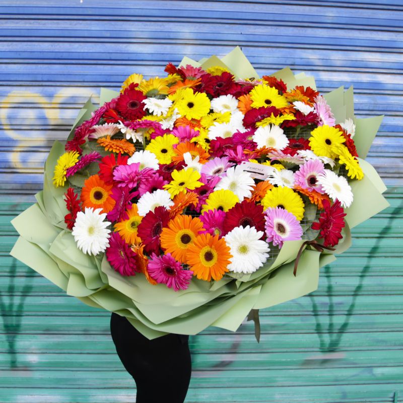 Ramo “Frida”: 100 Gerberas Multicolores