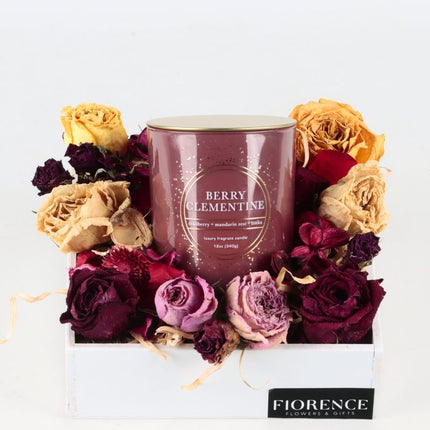 Regalo con Vela Aromática Premium y Flores Deshidratadas