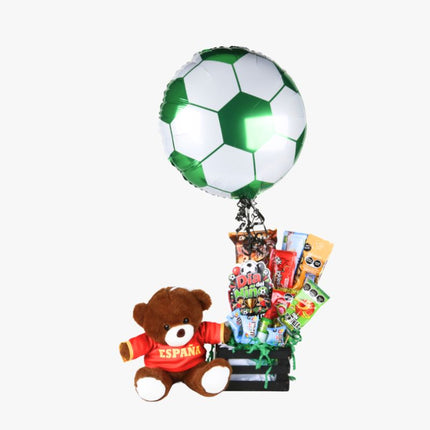 Candy Bouquet “España” con Oso Futbolista Personalizado, Dulces y Globo
